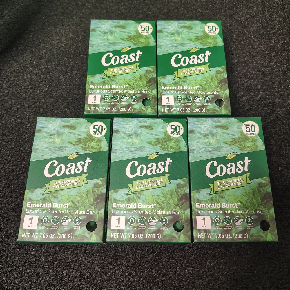Coast Emerald Burst Moisture Soap Bars 7.05 Oz ea Bundle Of 5 NEW